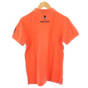 PEARLY GATES ゴルフウェア ポロシャツ 半袖 レギュラーカラー ハーフボタン ロゴ ワッペン 刺繍 鹿の子 4 オレンジ