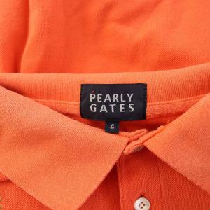 PEARLY GATES ゴルフウェア ポロシャツ 半袖 レギュラーカラー ハーフボタン ロゴ ワッペン 刺繍 鹿の子 4 オレンジ
