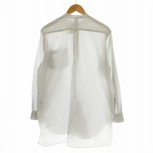 COMOLI バンドカラーシャツ 15S-02002 ストライプ 長袖 1 白 ネイビー /G