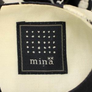 mina perhonen FLOWER BOX リネン ノースリーブ ワンピース 花柄 刺繍 ひざ丈 F ネイビー 紺 /G