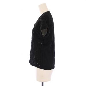 Tao シャツ ブラウス 半袖 クルーネック レース 切替 ウール F 黒 ブラック /BB