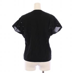 Tao シャツ ブラウス 半袖 クルーネック レース 切替 ウール F 黒 ブラック /BB