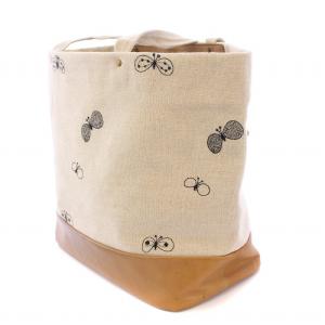 mina perhonen calzone bag カルツォーネバッグ トートバッグ ハンドバッグ 麻 リネン 牛革 レザー 切替