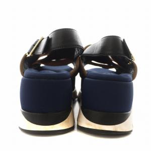 MARNI ファブリック ウェッジ サンダル 厚底 38 ピンク 紺 ネイビー /AN5