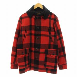 16AW ドンキーCO ジャケット ブルゾン 中綿 チェック柄 ウール M 赤 レッド 黒 ブラック 0263AC02