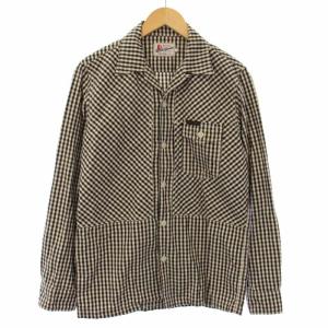 18AW HYSTERIC WITCH GIRL長袖ワークシャツ チェック リネン S 白 黒 02183AH01