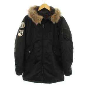 12AW プリマロフトエアフォースコート 中綿 フード ジップアップ フェイクファー ナイロン S 黒