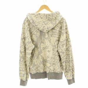 HYSTERIC GLAMOUR 18SS POP LOGO ジャガード パーカー ジップアップ 総柄 M グレー アイボリー 02181CF01