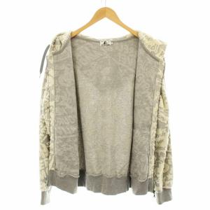 HYSTERIC GLAMOUR 18SS POP LOGO ジャガード パーカー ジップアップ 総柄 M グレー アイボリー 02181CF01