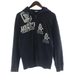 ジップアップパーカー フーディー プリント 長袖 M 紺 ネイビー 0231CF02 /RO