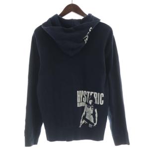 HYSTERIC GLAMOUR ジップアップパーカー フーディー プリント 長袖 M 紺 ネイビー 0231CF02 /RO
