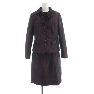 スーツ セットアップ 3点セット ジャケット カットソー タイトスカート ひざ丈 40 ボルドー 25-11641-20