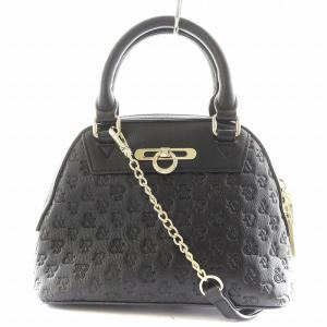 ショルダーバッグ ハンドバッグ 2way ロゴ フェイクレザー 黒 ブラック /AN10