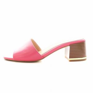 COACH マギーサンダル チャンキーヒール ロゴ レザー 7 ピンク C2919 /AN15