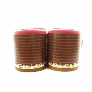 COACH マギーサンダル チャンキーヒール ロゴ レザー 7 ピンク C2919 /AN15