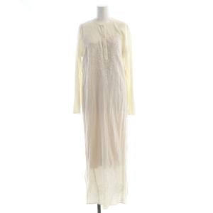 タイトワンピース マキシ ロング 刺繍 インナーキャミ 長袖 38 白 ホワイト 12010322 /RO