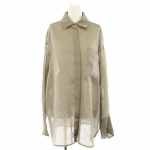 22SS オーガンジーポケットシャツ ブラウス 長袖 シアー F グレー 12220410 /YT