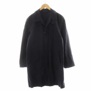 ステンカラーコート ロング丈 コットン 麻 リネン 48 紺 ネイビー /AN36