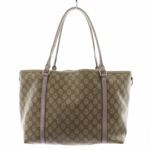 GUCCI GGスプリーム トートバッグ ショルダーバッグ レザー PVC ベージュ 紫 パープル 197953 /AN26