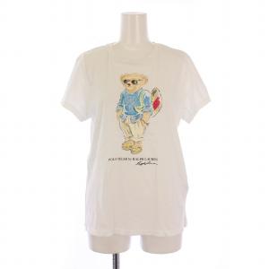 サマーケーブルPoloベアジャージーTシャツ カットソー 半袖 クルーネック イラスト プリント M 白