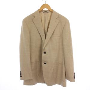 ロロピアーナ テーラードジャケット 背抜き シングル 2B ウール シルク リネン 98AB6 ベージュ