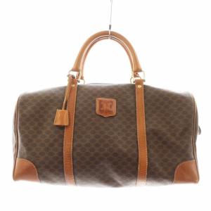 マカダム柄 ボストンバッグ ハンドバッグ レザー PVC 茶 ブラウン /AN33 D OH