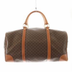 CELINE マカダム柄 ボストンバッグ ハンドバッグ レザー PVC 茶 ブラウン /AN33 D OH