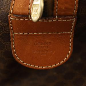 CELINE マカダム柄 ボストンバッグ ハンドバッグ レザー PVC 茶 ブラウン /AN33 D OH