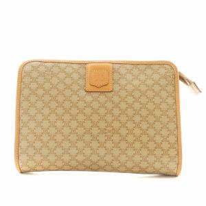 マカダム柄 クラッチバッグ パーティバッグ レザー PVC ベージュ /AN22 D OH