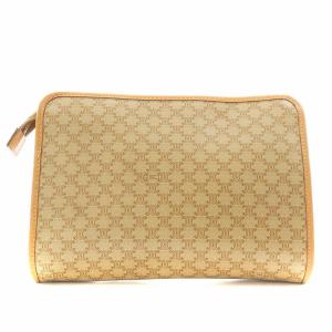 CELINE マカダム柄 クラッチバッグ パーティバッグ レザー PVC ベージュ /AN22 D OH