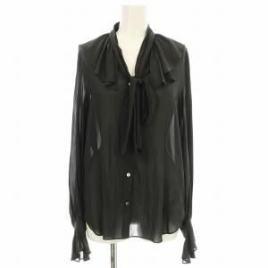 23AW フリルカラーシアータイブラウス FWFB234213 シャツ 長袖 F 黒 ブラック /G