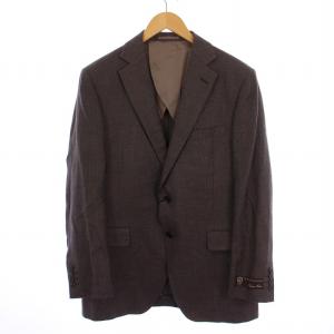 TALLIA DI DELFINO テーラードジャケット 背抜き シングル 2B リネン シルク 38L（AB6）ブラウン