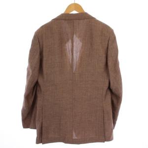 gotairiku テーラードジャケット 背抜き シングル 2B ストライプ柄 リネン ウール 38L（AB6）ブラウン /BM