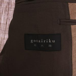 gotairiku テーラードジャケット 背抜き シングル 2B ストライプ柄 リネン ウール 38L（AB6）ブラウン /BM
