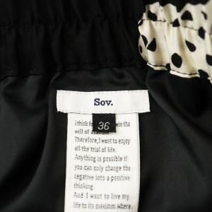 sov. フレアスカート ロング丈 リボン柄 36 黒 ブラック 白 ホワイト 0302-072-213 /AN14