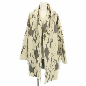 ショールカラー コート 1635-1236 ウール混 フード 36 アイボリー グレー /G