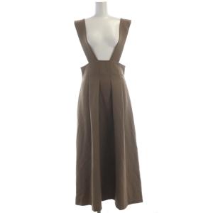 23SS サロペットAラインスカートジャンパースカート ワンピース マキシ ロング 36 茶 ブラウン