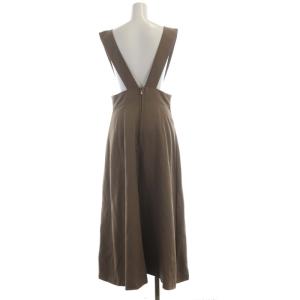 NOBLE 23SS サロペットAラインスカートジャンパースカート ワンピース マキシ ロング 36 茶 ブラウン