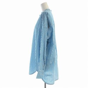 SHIPS ロンドンストライプバンドカラーシャツ ブラウス 長袖 38 青 ブルー 721100075 /EE