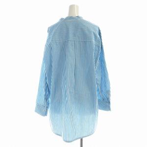 SHIPS ロンドンストライプバンドカラーシャツ ブラウス 長袖 38 青 ブルー 721100075 /EE