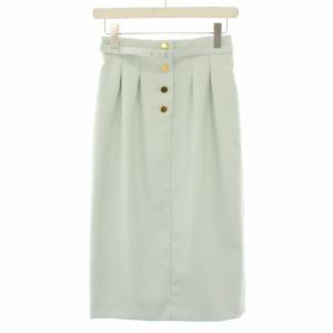 24SS ブライトツイルタックタイトスカート ひざ丈 ベルト タグ付き 36 ミントグリーン 10241711240