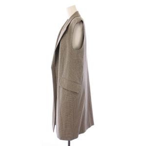 DES PRES ウーステッドウールトロピカルストレッチ ラペルカラージレ ベスト ロング丈 前開きトッパー チェック柄