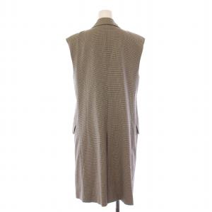 DES PRES ウーステッドウールトロピカルストレッチ ラペルカラージレ ベスト ロング丈 前開きトッパー チェック柄