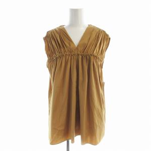 タグ付き ストレッチブロード ギャザーノースリーブブラウス シャツ 36 ベージュ 13013101706