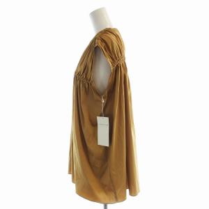 TOMORROWLAND collection タグ付き ストレッチブロード ギャザーノースリーブブラウス シャツ 36 ベージュ 13013101706