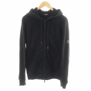 パーカー ジップアップ ロゴ ラインストーン L 黒 ブラック /AN29