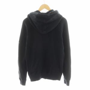 1PIU1UGUALE3 RELAX パーカー ジップアップ ロゴ ラインストーン L 黒 ブラック /AN29