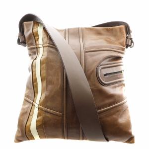 ミニ ボストンバッグ Bロゴ 型押し レザーコンビ ブラウン 黒