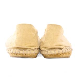 CHANEL スリッポン フラットシューズ キャンバス エスパドリーユ 切替 ココマーク ロゴ バイカラー 40 ベージュ