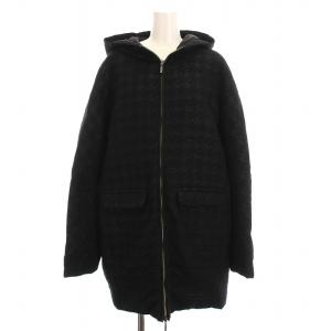 down in town ダウンジャケット ダウンコート ジップアップ 総柄 アウター 44 黒 84862046